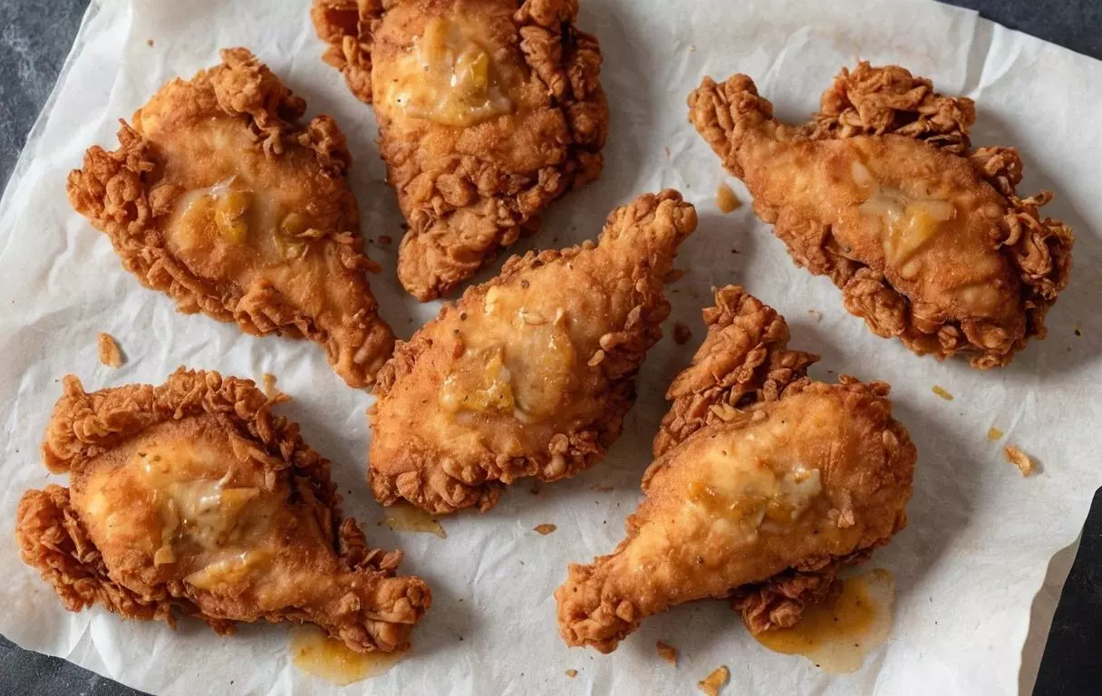 Escalopes de poulet reposant sur du papier absorbant pour éliminer l'excédent de graisse