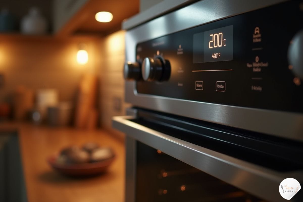 Four en préchauffage à 200°C (400°F), prêt à accueillir un plat délicieux.