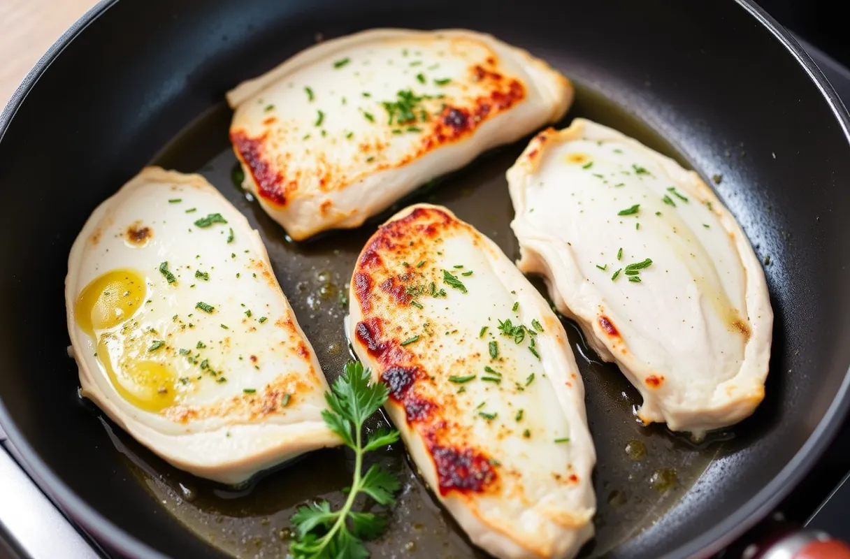 Escalope de dinde préparée à la poêle, dorée et tendre, servie avec des marinades légères ou des sauces comme huile d'olive, citron, herbes, yaourt-aneth, tomate-basilic, ou moutarde-miel