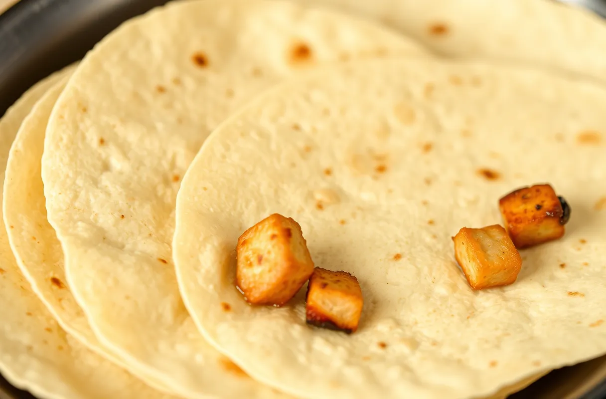 Tortillas de maïs ou de blé fraîches et de qualité, prêtes à être utilisées pour des fajitas.