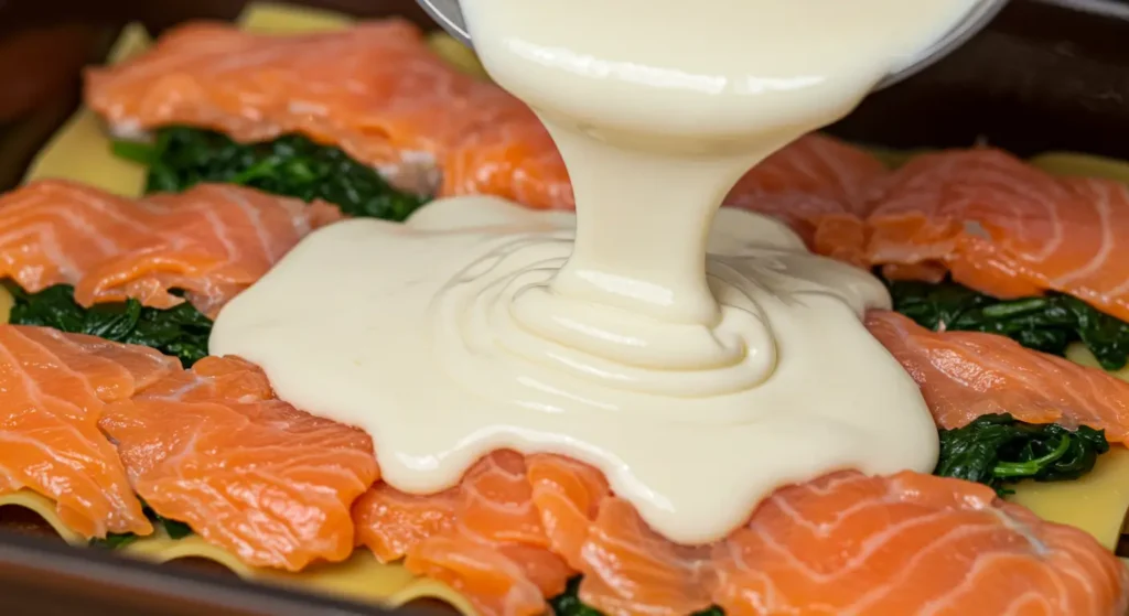 Sauce crémeuse pour lasagne saumon épinard.