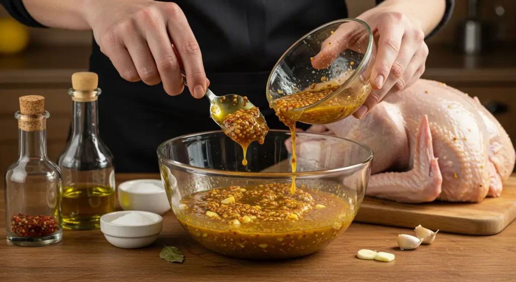Préparation de la marinade pour la dinde entière.