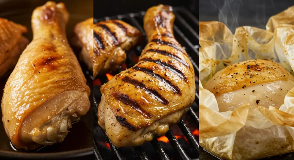 Différentes méthodes de cuisson pour obtenir une cuisse de poulet tendre et savoureuse.