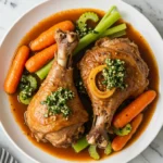 Osso buco de dinde Cookeo vu de dessus avec sauce et gremolata