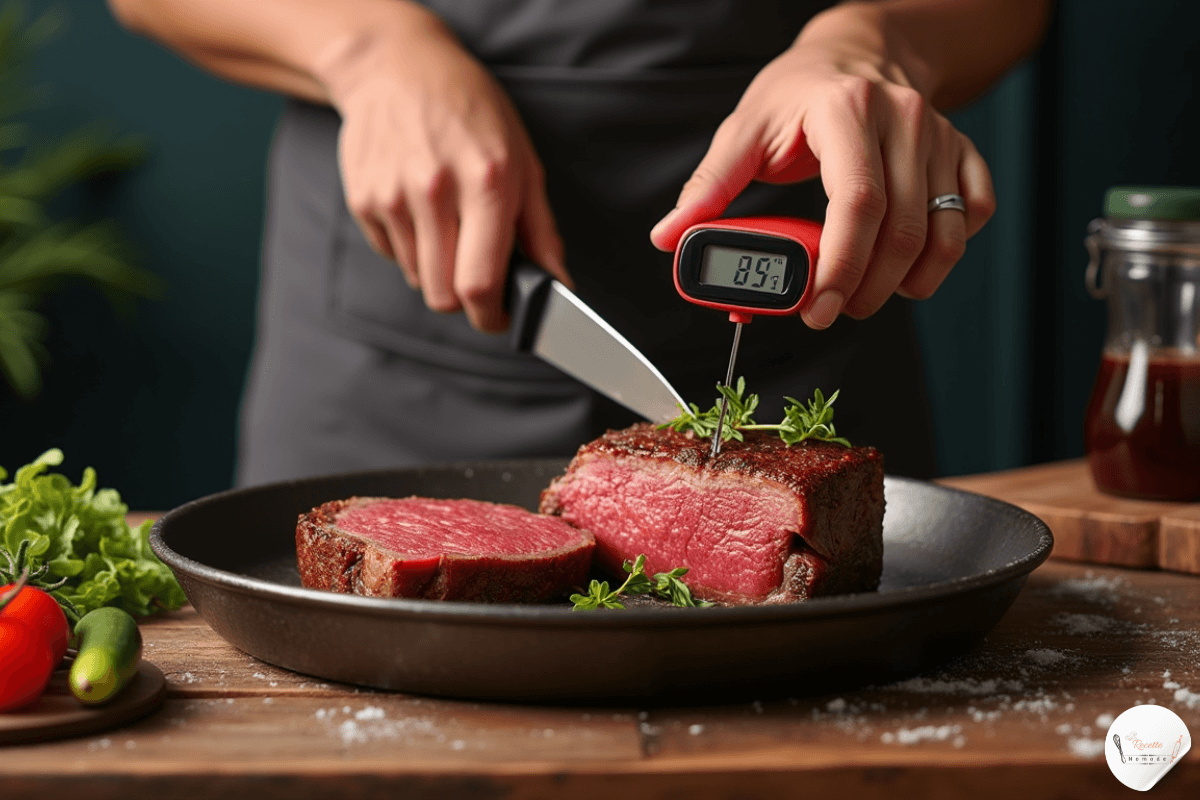 une image de cuisine professionnelle avec tous les équipements essentiels pour réussir un rosbeef cuit au four