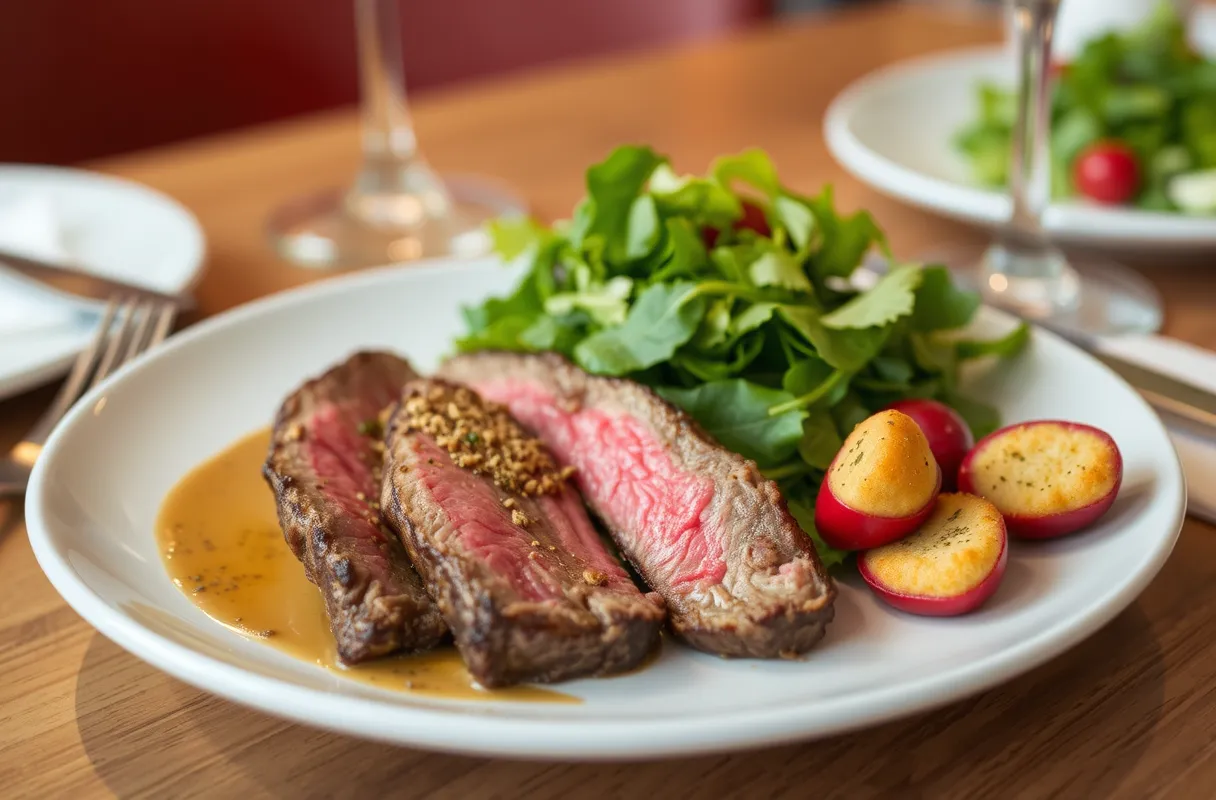 Rôti de bœuf accompagné de salade verte et betteraves rouges