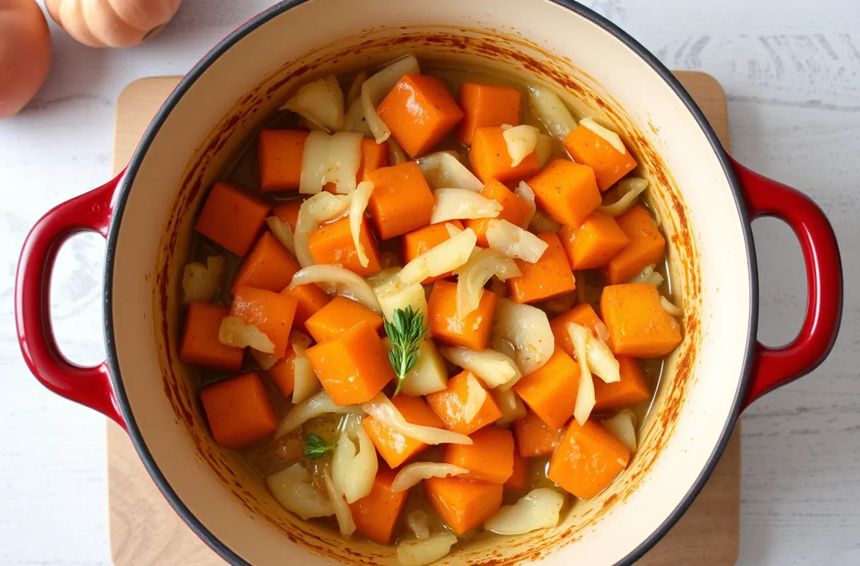 ajoutez des oignons, de l'ail, des carottes et du lard fumé, tous finement coupés en dés. Faites-les revenir doucement pour qu'ils libèrent leurs arômes,