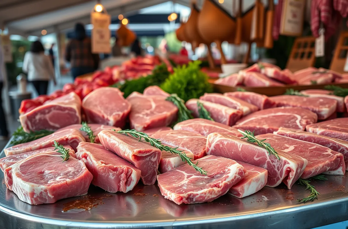 Des morceaux de dinde crus, épais et bien colorés, parfaits pour préparer un osso bucco traditionnel