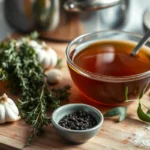ingrédients nécessaires pour une préparation savoureuse avec du bouillon de bœuf ou de légumes