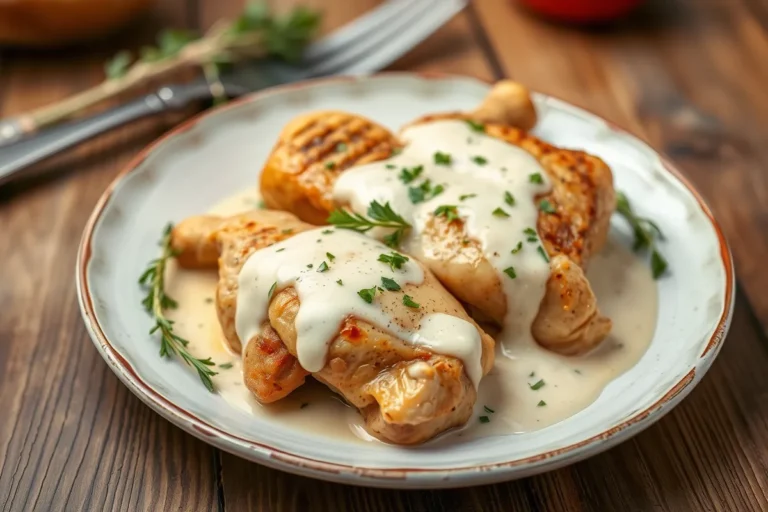 Suprême de volaille à la crème, prêt à être servi.