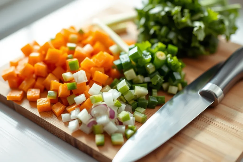 égumes frais coupés pour la préparation du jarret de bœuf