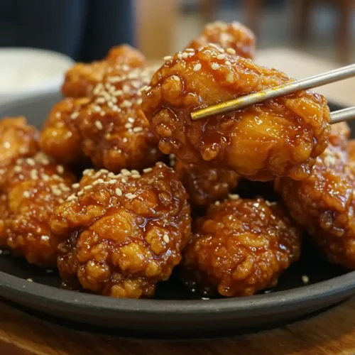 Poulet frit coréen dakgangjeong croustillant