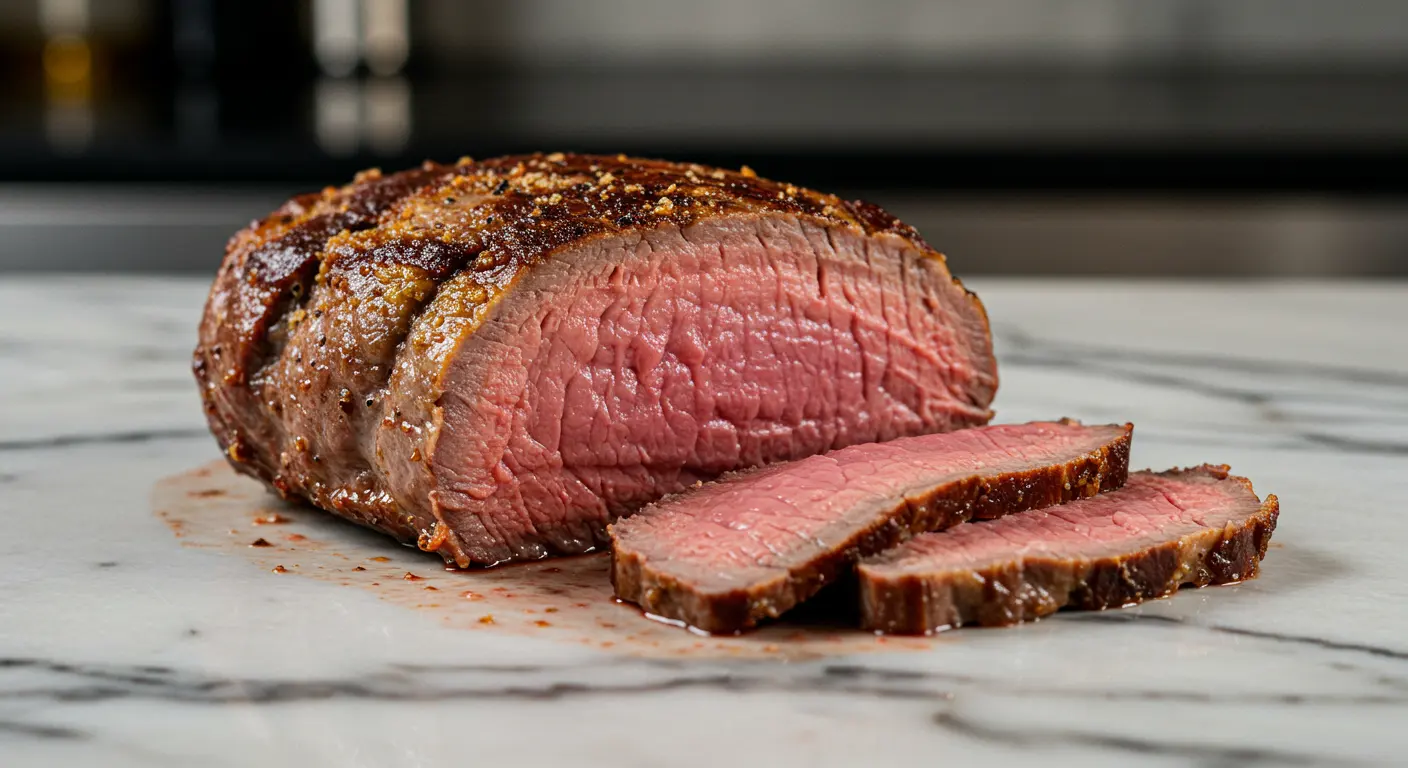 Côte de bœuf saignante avec croûte dorée et texture juteuse