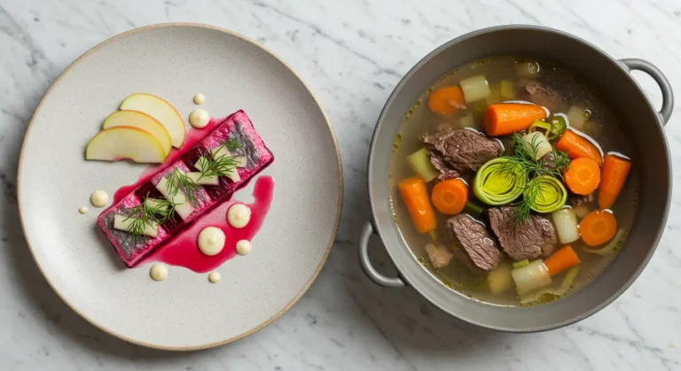 Gravlax de lieu mariné à la betterave et pot-au-feu – menu Tous en cuisine du 20 septembre 2025