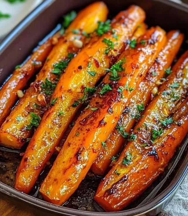 Carottes rôties au sirop d'érable et moutarde de Dijon, plat savoureux