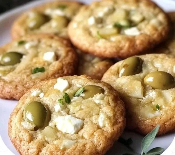 Cookies salés aux olives et feta, délicieux apéritifs faits maison.