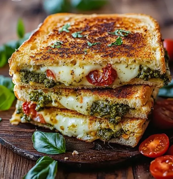 Croque-Monsieur Méditerranéen avec tomates, olives et fromage fondu
