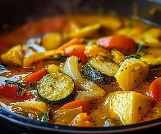 Un plat de curry de légumes coloré et appétissant, riche en saveurs et en vitamines.