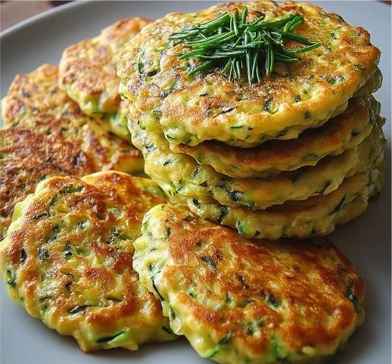 Plat de galettes de courgettes croustillantes avec garniture fraîche