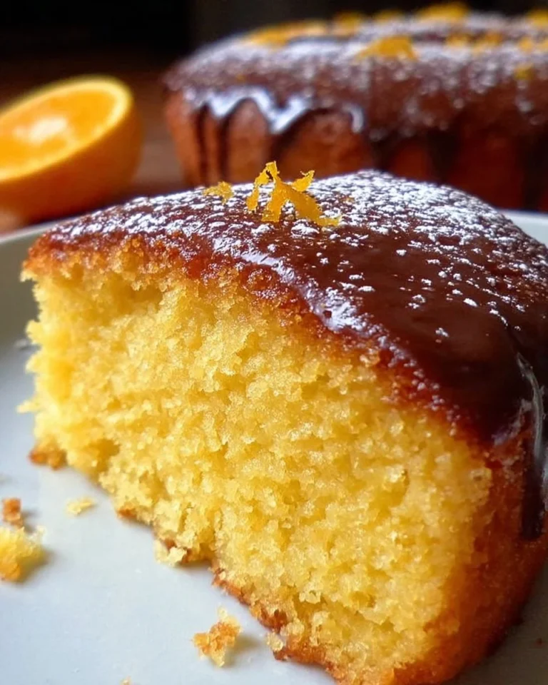 Photographie d'un gâteau à l'orange moelleux et appétissant sur une assiette.