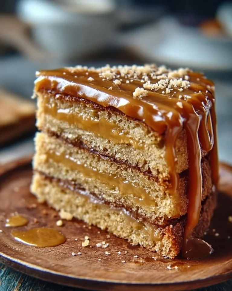 Gâteau au caramel beurre salé décoré avec une sauce caramel sur le dessus