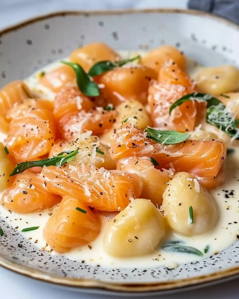 Gnocchis au saumon savoureux avec une sauce crémeuse