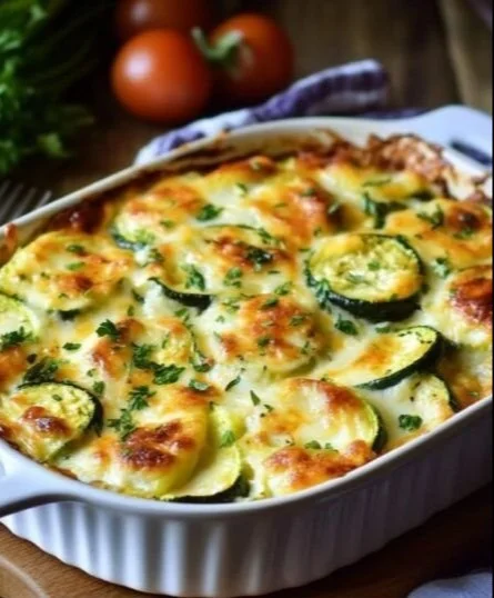 Gratin de courgettes crémeux avec fromage et épices savoureuses