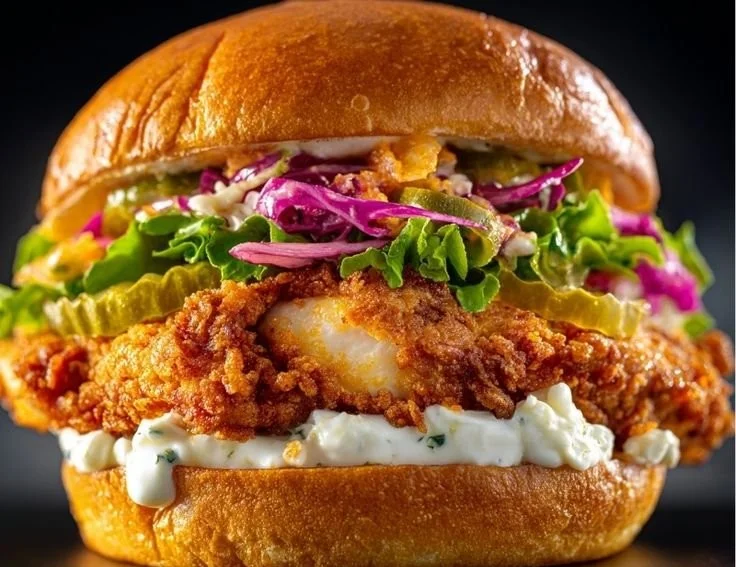 Meilleur sandwich au poulet croquant avec légumes frais et sauce maison