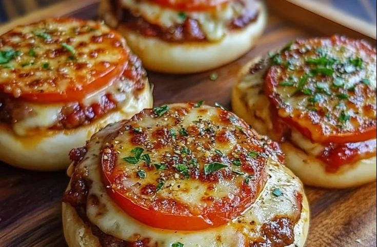 Mini Burgers de Pizza savoureux et garnis, parfaits pour un repas original.