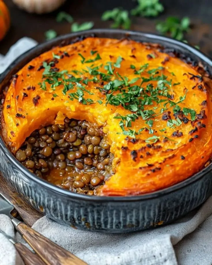 Parmentier vegan de potimarron et lentilles, un plat savoureux et équilibré