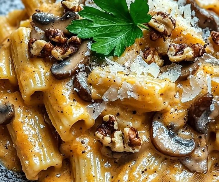 Recette de pâtes d'automne gourmandes avec légumes et sauce