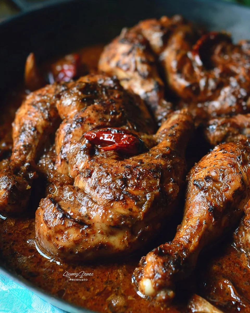 Recette de poulet brun jamaïcain savoureux et épicé