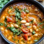 Ragoût crémeux de tomates et de haricots blancs dans une casserole