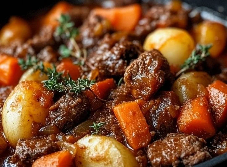 Ragoût du pauvre mijoté, plat savoureux et économique dans un bol.