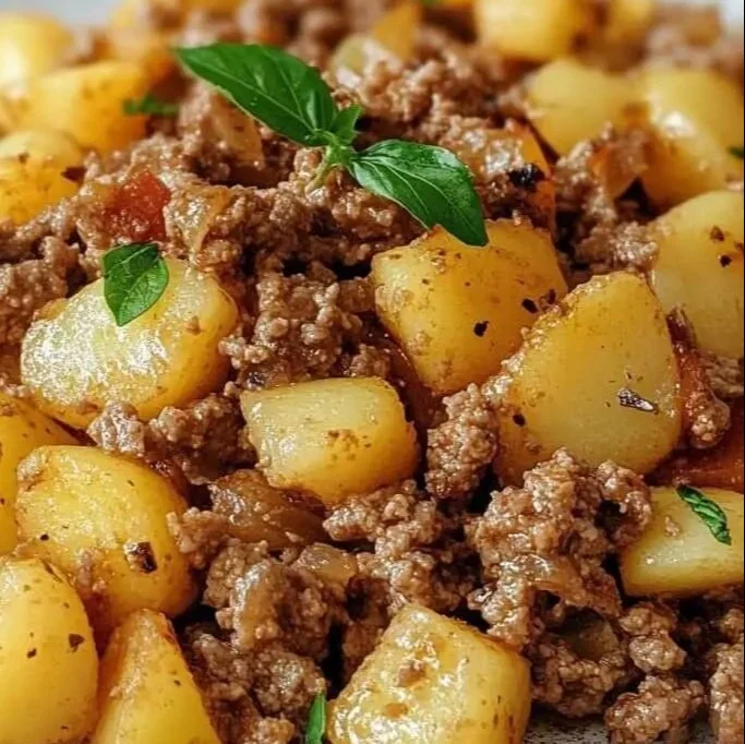 Recette délicieuse de viande hachée avec pommes de terre