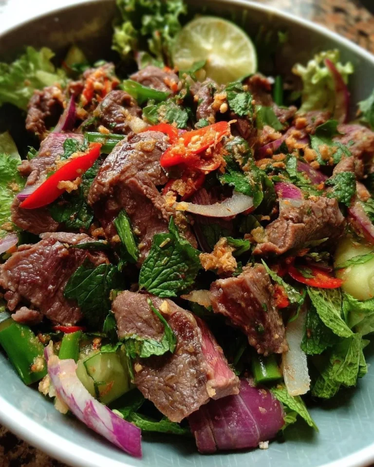 Salade de Bœuf Grillé à la Thaïlandaise avec légumes frais et sauce épicée