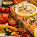 Saumon au four avec légumes rôtis – recette simple, saine et fondante