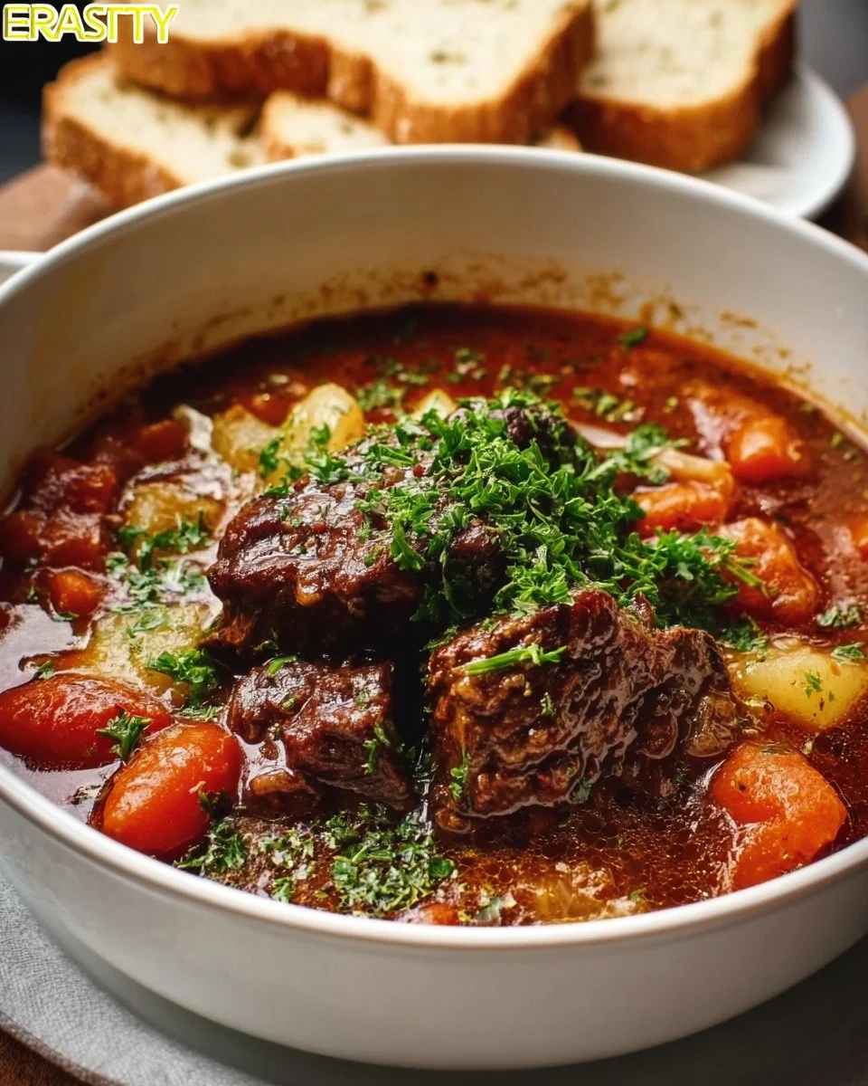 Assiette de stracotto, un plat traditionnel italien réconfortant et savoureux.