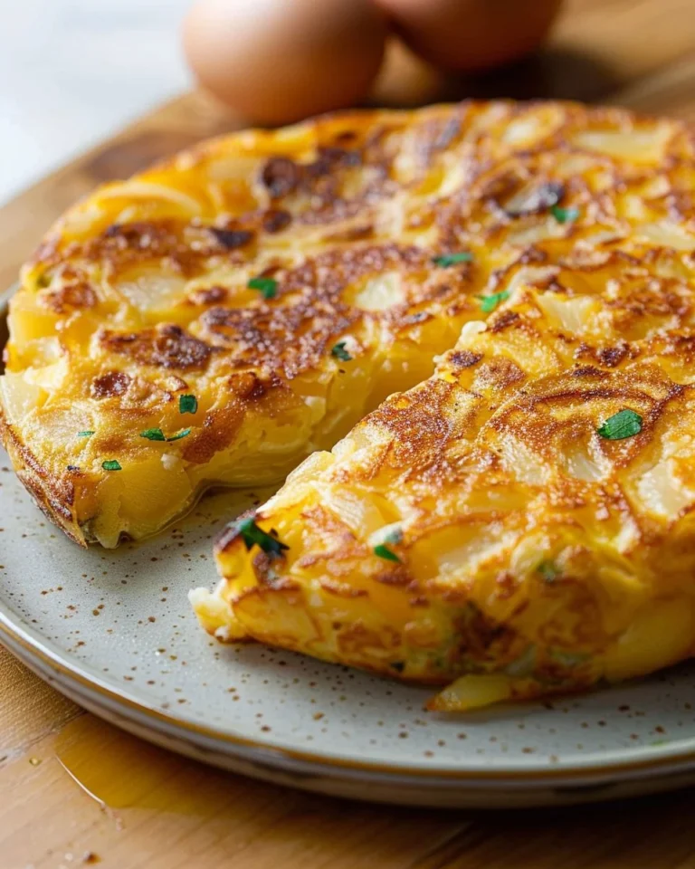 Tortilla Espagnole au Fromage, un plat espagnol savoureux et simple à préparer.