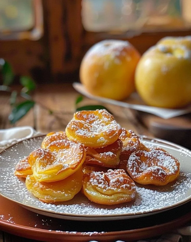 Beignets de pommes croustillants à la poêle, prêts à déguster.