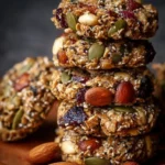 Biscuits croquants aux noix et aux graines, parfaits pour un goûter nutritif.