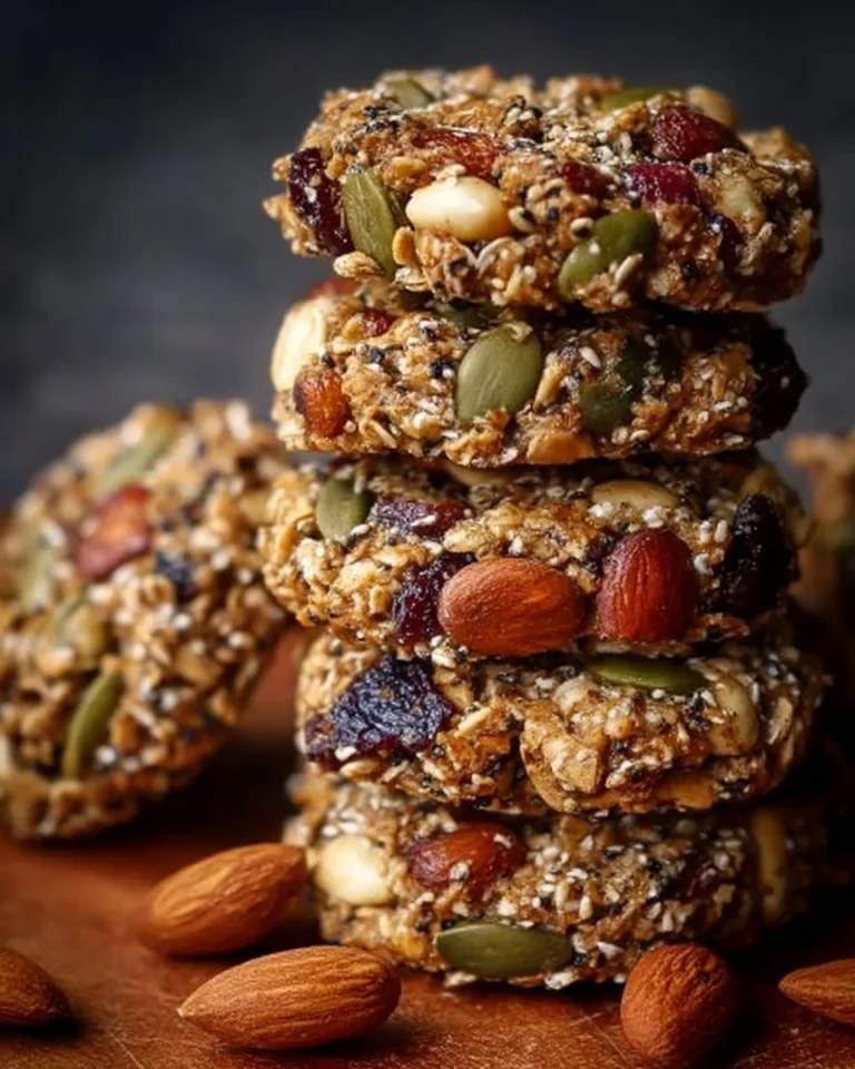 Biscuits croquants aux noix et aux graines, parfaits pour un goûter nutritif.