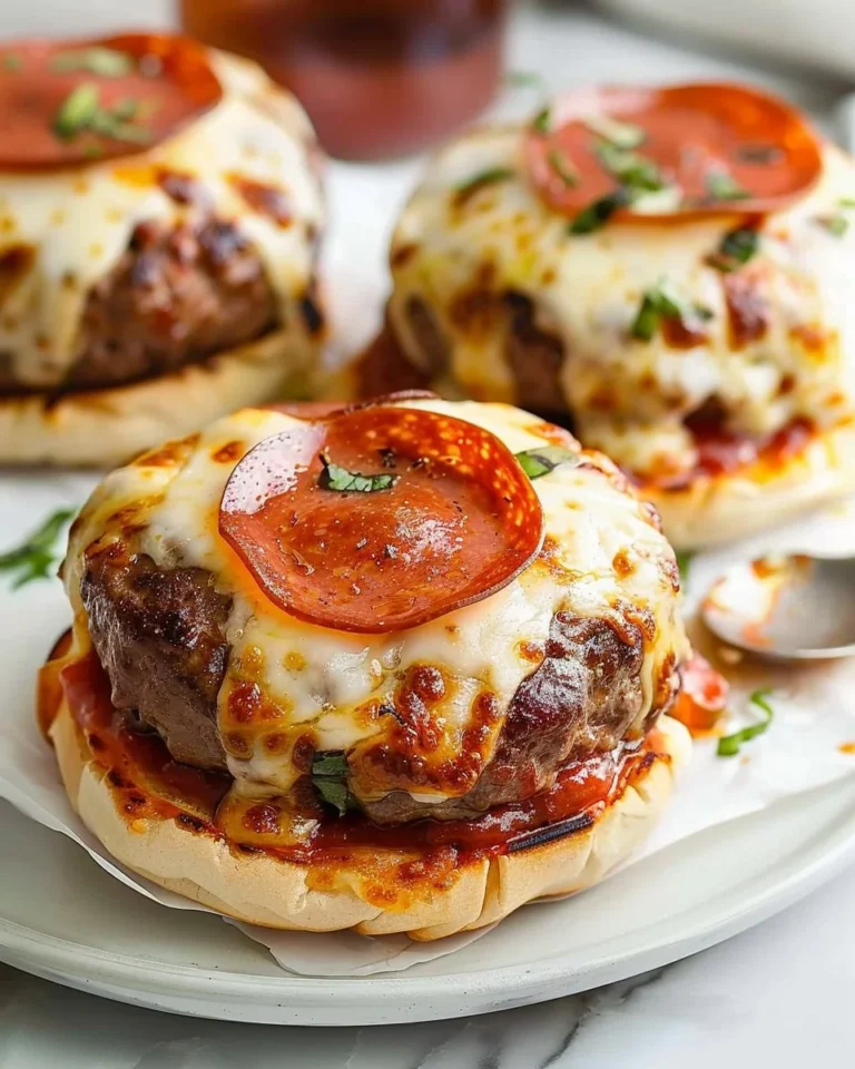 Burgers à la pizza savoureux avec garnitures colorées et fromage fondant