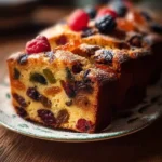 Gâteau moelleux aux fruits confits, parfait pour les desserts festifs.