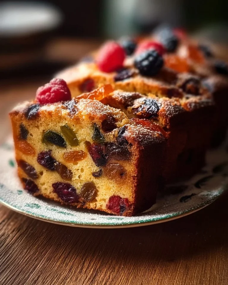 Gâteau moelleux aux fruits confits, parfait pour les desserts festifs.