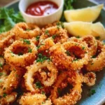 Calamars à la romaine croustillants préparés dans un airfryer