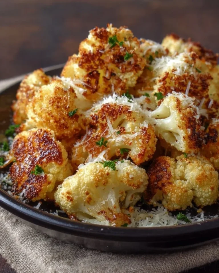 Chou-fleur croquant au parmesan, plat savoureux et facile à préparer.