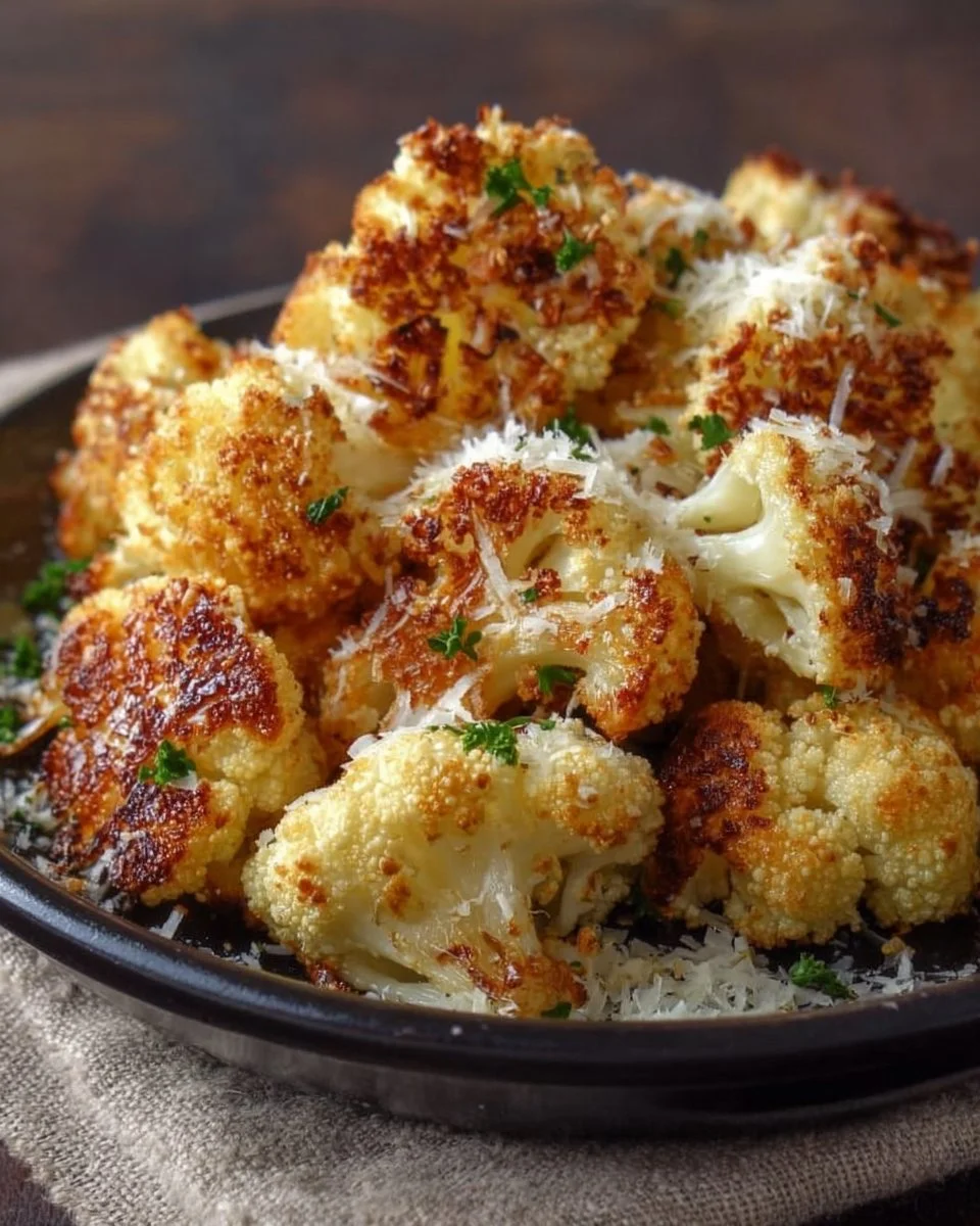 Chou-fleur croquant au parmesan, plat savoureux et facile à préparer.