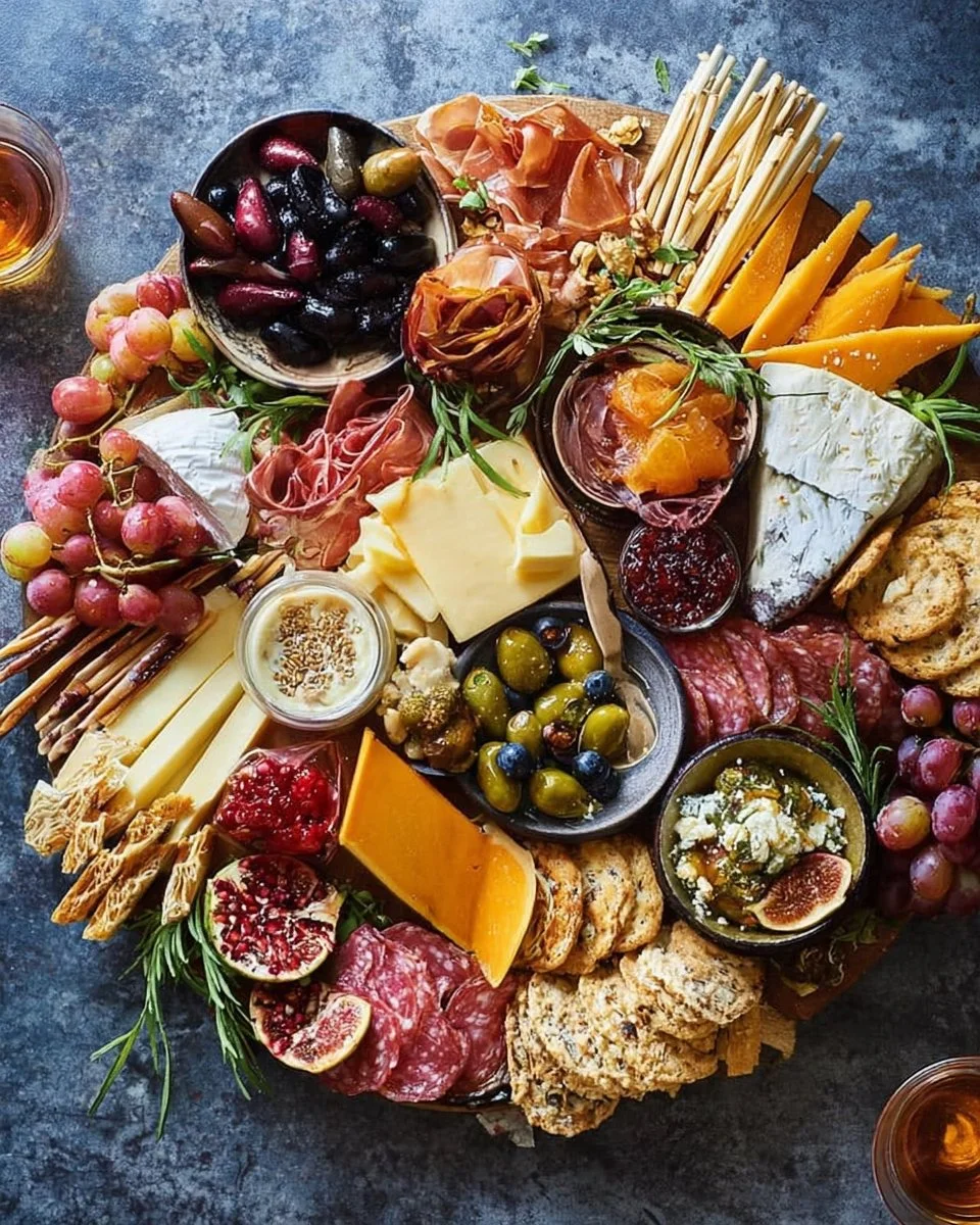 Exemple d'une planche apéro avec fromages et charcuteries