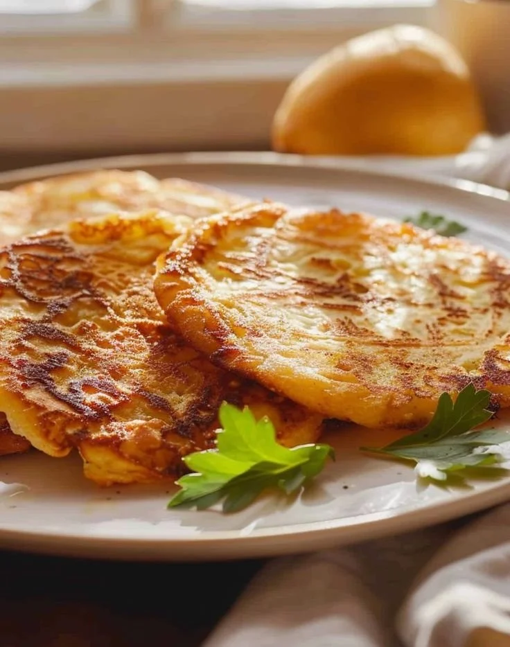 Crêpes de Pomme de Terre dorées sur une assiette rustique.
